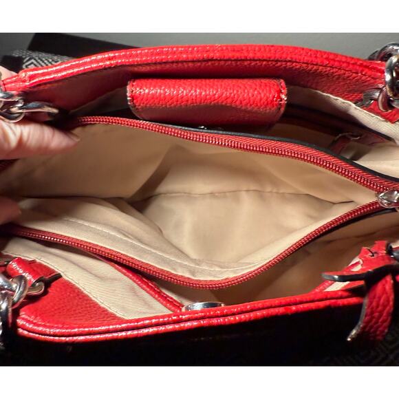 Dana Buchman Red Leather Shoulder Handbag Purse - Picture 7 of 8